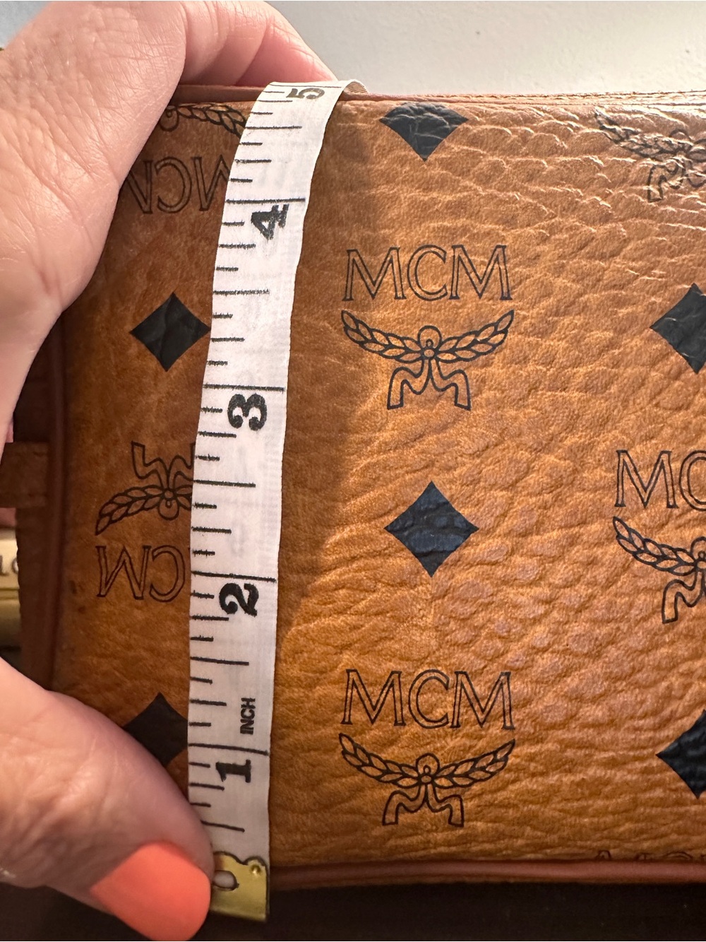 MCM Cognac Visetos Logo Leather Pouch - Picture 10 of 12